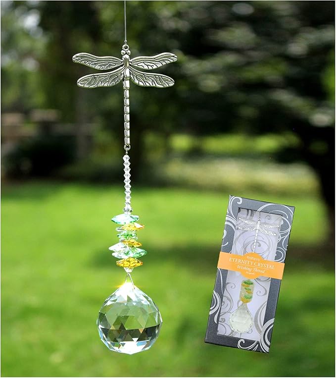 Crystal Garden Suncatcher Hanging Crystals Ornament for Window Rainbow Maker Prisms Home Decor Gift Boxed Sun Catcher Gift Idea for Mom Friends Grandma,Dragonfly