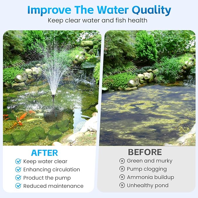 Pond Filters for Outdoor Ponds, 820 GPH Pond Filter with Fountain Pump Kits, 60W Pond Pump and Filter Kit for Koi Pond Clean, Garden Fountains, Waterfall