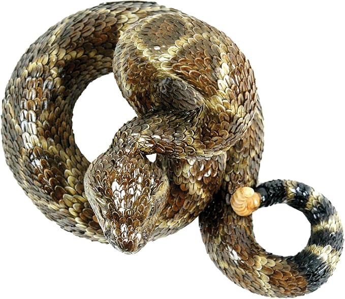 Michael Carr Designs Western Diamondback Rattlesnake L - Outdoor Snake Figurine for gardens, patios and lawns (80057),Brown