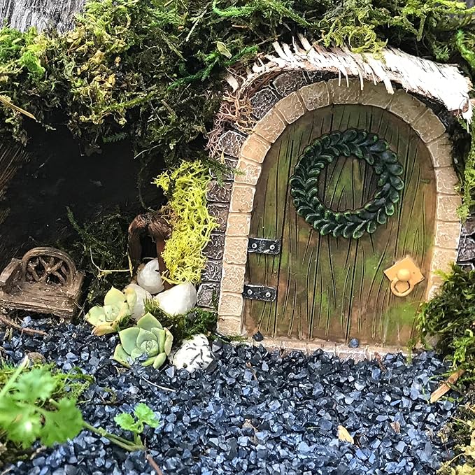 MUAMAX Fairy Garden Door Accessories Miniature Garden Doors Wall Indoor/Outdoor Mystical Door for Tree Trunk Decor Gnome Home Door Magical Door for Fairy(Brown)