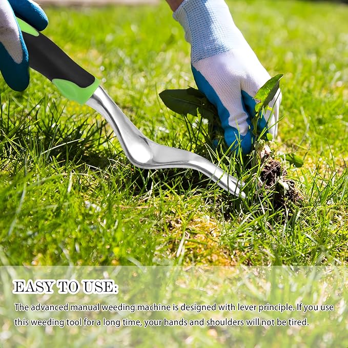 Weed Puller Tool, Garden Weeding Tools, Heavy Duty Hand Weeder with Ergonomic Handle, Garden Weeding Removal Weed Puller Manual Root Lifter Weeder for Lawn Farmland Transplant Gardening Bonsai