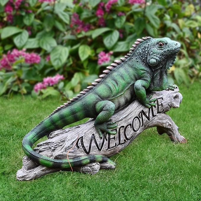 Patio Chameleon Figurine Garden Decor Lizard Outdoor Statue Yard Decoration Home Sculpture Outside Accessory Lawn Welcome Sign Iguana
