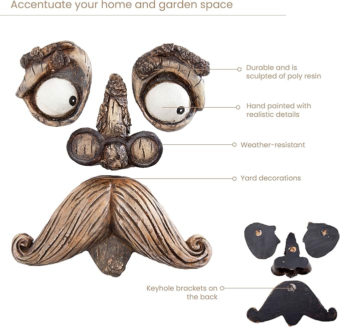 Bits and Pieces - 'Old Man' Tree Hugger - Yard Decorations - Whimsical Tree Sculpture - Garden Decoration - Garden Peeker Yard Art