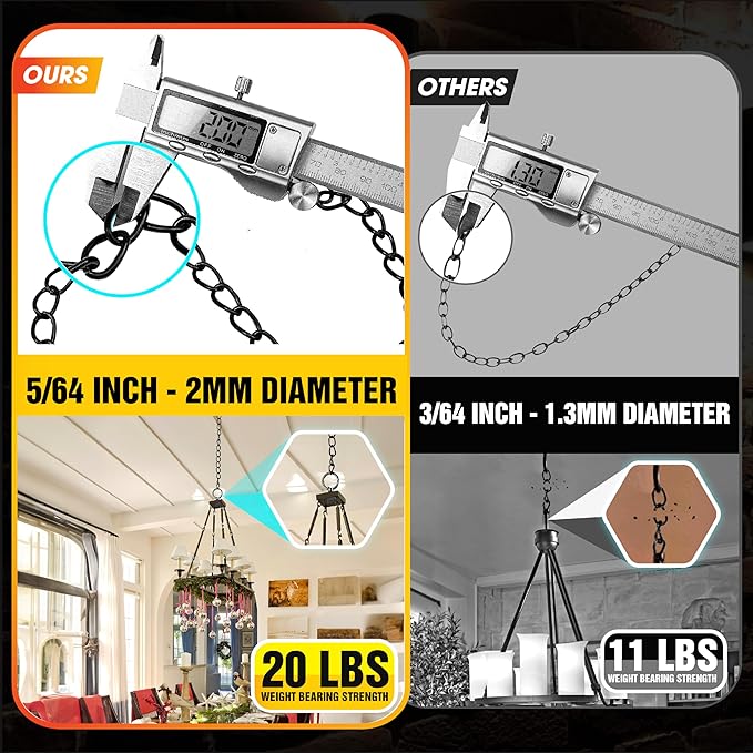 [Upgraded] 50FT Black Electroplated Steel Hanging Chain Roll, Pliers Included, 20LBS Load Capacity, Durable, Rust-Resistant, Adjustable Length for Hanging Bird Feeders, Planters, Lanterns, Billboards