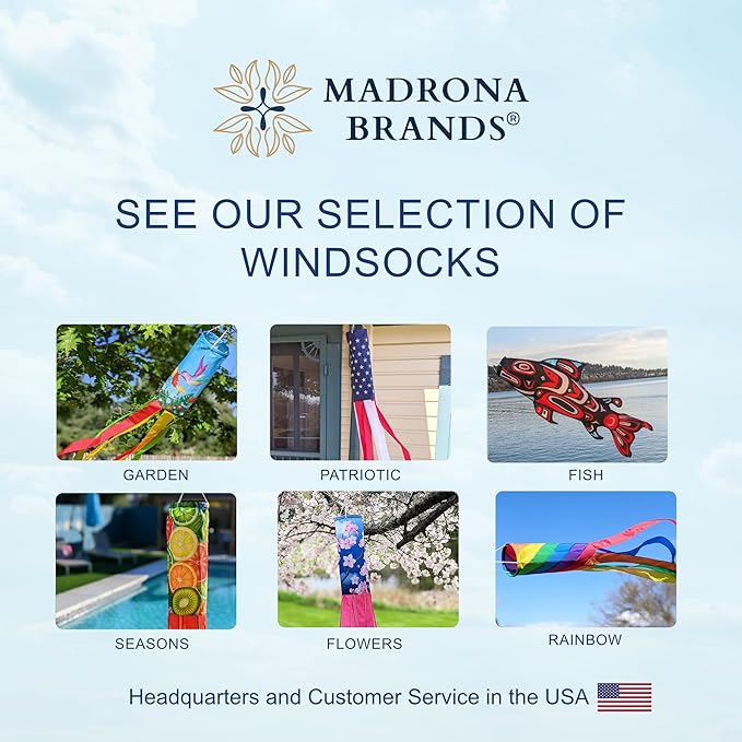 Madrona Brands Rainbow Fish Windsock | Durable Outdoor Hanging Decoration | Yard, Garden, Boat, Home and More | 40-Inch