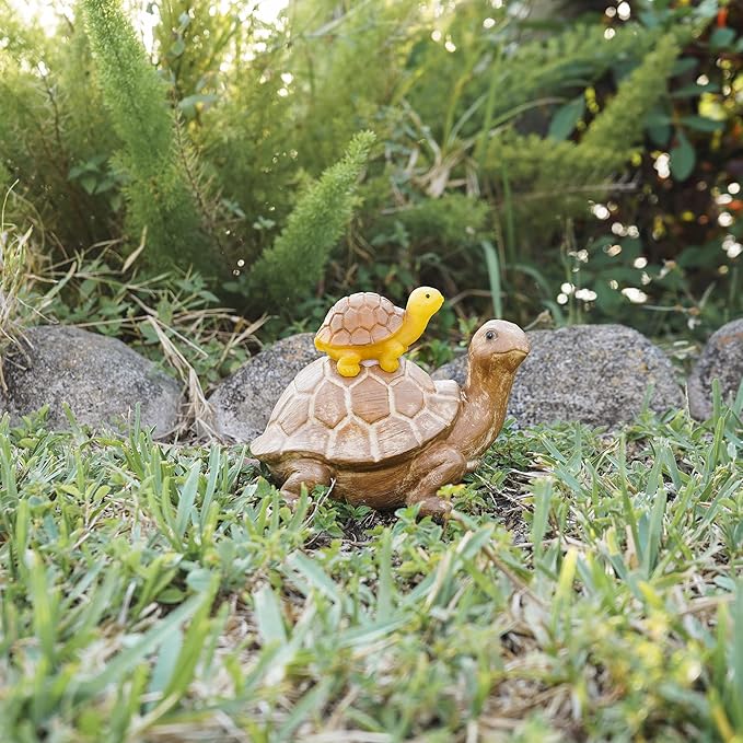 VP Home Mom and Baby Turtle Solar Powered LED Outdoor Decor Garden Light Great Addition for Your Garden, Solar Powered Light Decorations Gifts for Outside Patio Lawn Yard