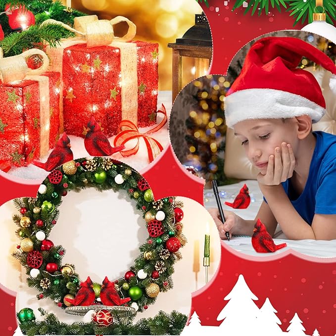 Roowest 18 Pcs Memorial Cardinal Gift Set Include Mini Red Cardinal Bird Statue Figures and Red Feathered Cards and Bags for Sympathy Memorial Gift