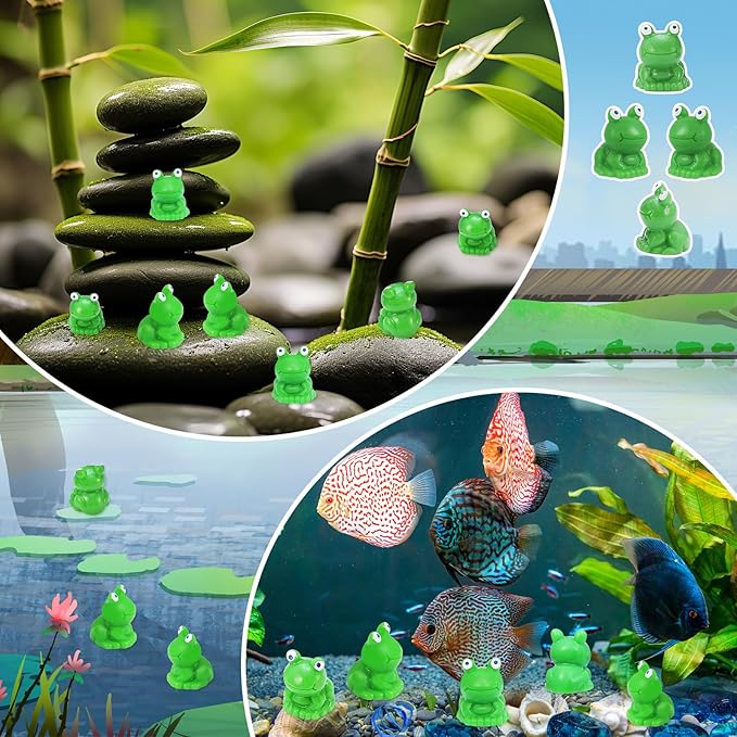 220 Pcs Mini Resin Frogs Green Plastic Miniature Tiny Figurines Tiny Frogs for Fairy Garden Moss Landscape DIY Craft Accessories Home Ornament and Dollhouse Birthday Party Favors