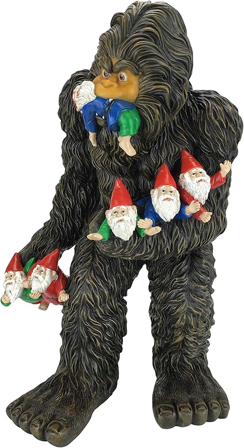 GlitZGlam Large Miniature Bigfoot and Gnomes for Fairy Garden. A Large Gnome Figurine (13 inch High) and Fairy Garden Accessory