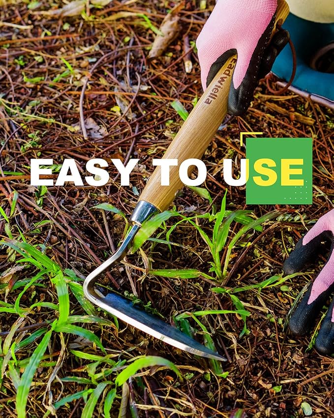 Sickle Hoe Japanese Weeding Sickle Garden Tool Japanese Weeding Tool Small Garden Hand Hoe Weed Scraper for Weeding Cultivating Trenching Japanese Stainless Steel Right Handed Hoe 13 Inch