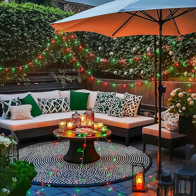 JMEXSUSS 200 LED Red and Green Christmas Lights Outdoor, 66ft String Lights Indoor Clear Wire Plug in for Bedroom Party Christmas Tree Decorations