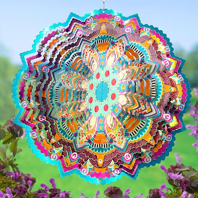 Wind Spinners Outdoor Mandala Lucky Eye,12In 3D Wind Spinner for Yard and Garden,Lucky Gifts for Women Mom Grandma Wife Father,Outdoor&Indoor Decorations Yard Art Christmas Ornament