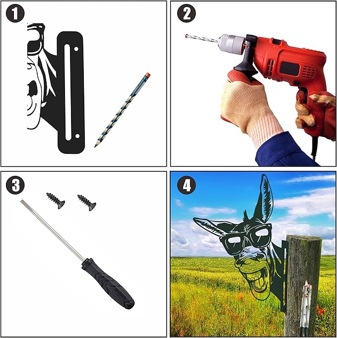 Peeping Donkey Metal Art Farm Garden Decor Garden Fence Decoration Outdoor Decoration for Farmhouse,Yard,Lawn