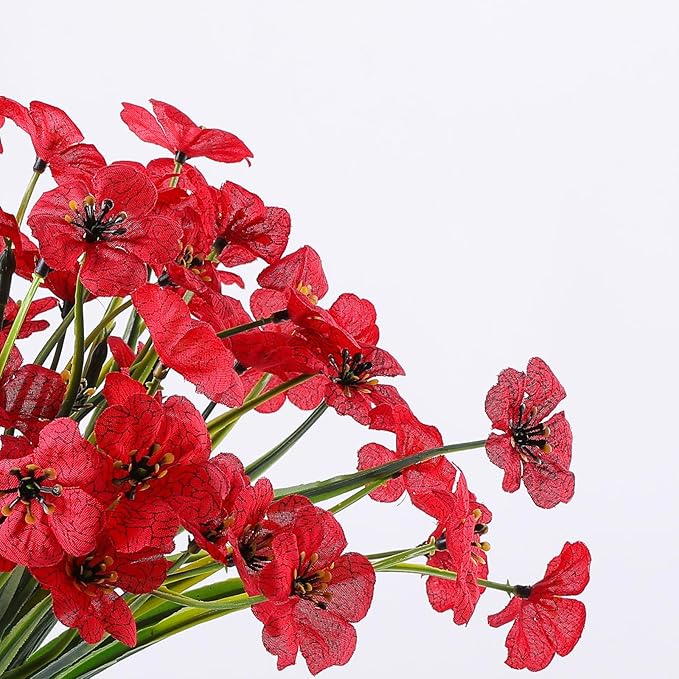 24 Bundles Artificial Flowers for Outdoor,No Fade Fake Plastic Flowers Faux Plants for Decoration Hanging Planters Indoor Outside Garden Porch Window Box Home Wedding Farmhouse