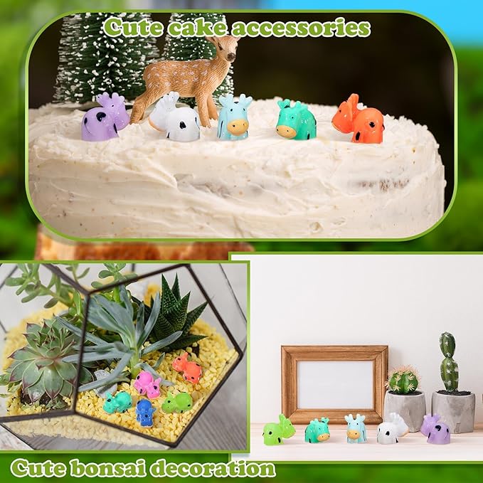 Liliful 200 Mini Resin Cows Bulk Small Plastic Cows Figurines Cute Miniature Cows Animals Figurines Ornament for Moss Landscape Decoration Dollhouse Garden DIY Crafts Accessories