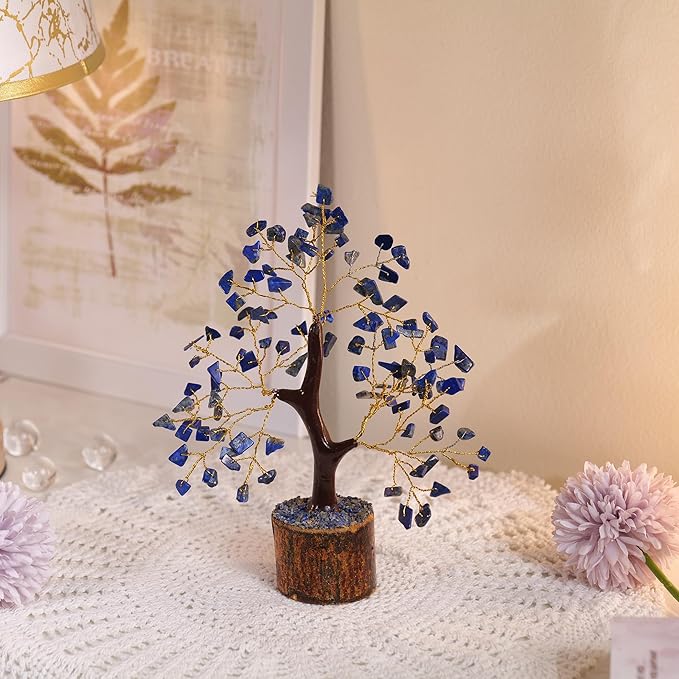 PYOR Lapis Lazuli, Gemstone Tree, Crystal Room Decor, Money Trees, Office Decoration, Lapis Lazuli Stone, Housewarming Gifts, Small Decor Items for Shelf, Crystal Gifts, Gem Stones, Spiritual Items