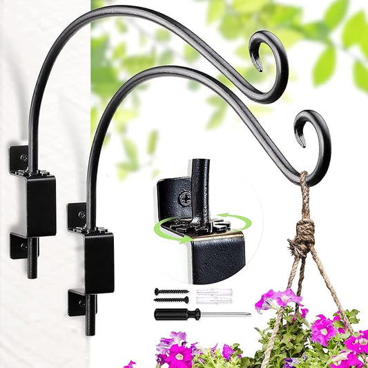 Swivel Bird Feeder Hanger Hook: Swivel Hanging Plant Bracket Outdoor - Wall Mount Swivel Hanging Hook for Bird Feeder 12Inch 2Packs
