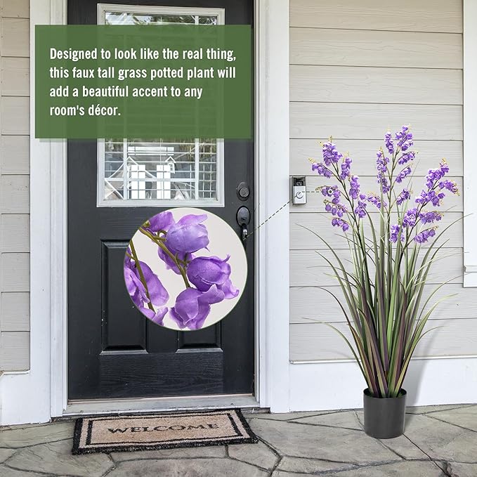 Green Onions Home Decor Fake Plants Lily of The Valley Snake Plant Home DéCor Accents Artificial Grass Room Decor Artificial Plants Indoor Artificial Grass 36“ 1 Pack（Purple）