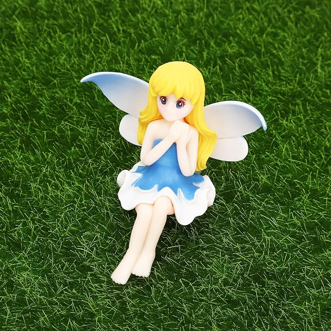 ONEST 8 Pieces Miniature Fairy Garden Accessories Small Fairy Figurines Hand Painted Fairy Figures Girl Fly Wing Figurines for Car Decor Fairy Garden Flower Pot Birthday Cake Topper