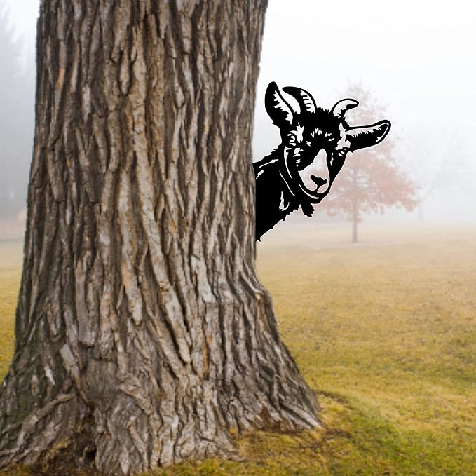 Peeping Goat Metal Art Farm Garden Decor Garden Fence Decoration Outdoor Decoration for Farmhouse,Yard,Lawn