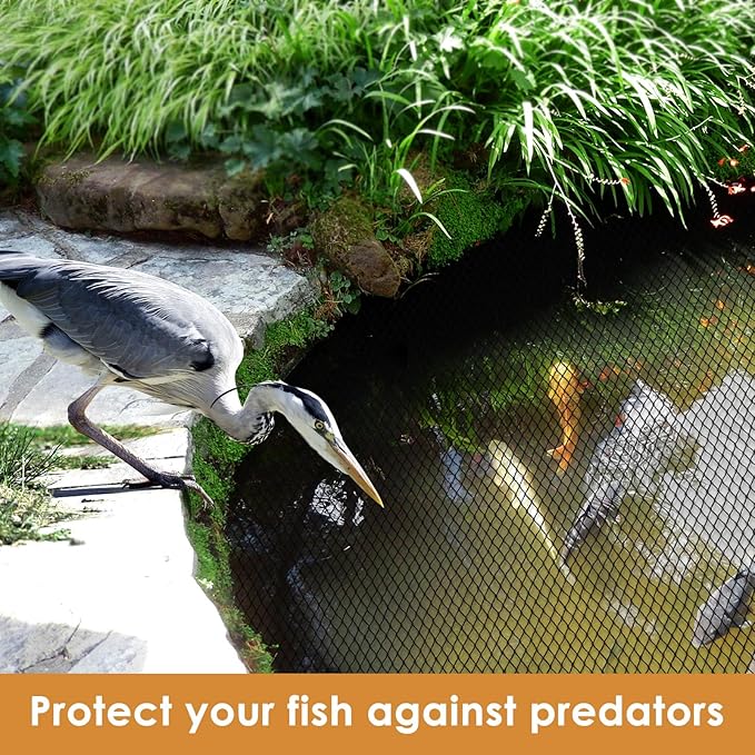 PACETAP Pond Netting Kit 15 x 20 Ft for Leaves, Heavy Duty Koi Pond Cover, Pool Protective Cover Netting with Stakes Protecting Koi Fish from Birds, Cats, Predators