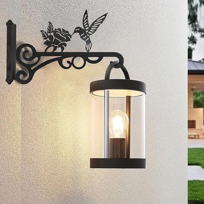 2-Pack 10 Inch Aesthetic Plant Hangers Outdoor – Metal Hanging Plant Bracket with Beautiful Hummingbird Pattern – Heavy Duty Plant Hooks for Hanging Plants, Bird Feeder, Wind Chime, Lantern
