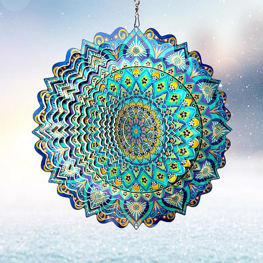 Wind Spinners Peacock Mandala Wind Spinner 3D Hanging Wind Sculpture Creates Mesmerizing Holographic Effect, Outdoor Garden Decor Kinetic Yard Art Decoration, Fun Mandala Gifts for Women Men