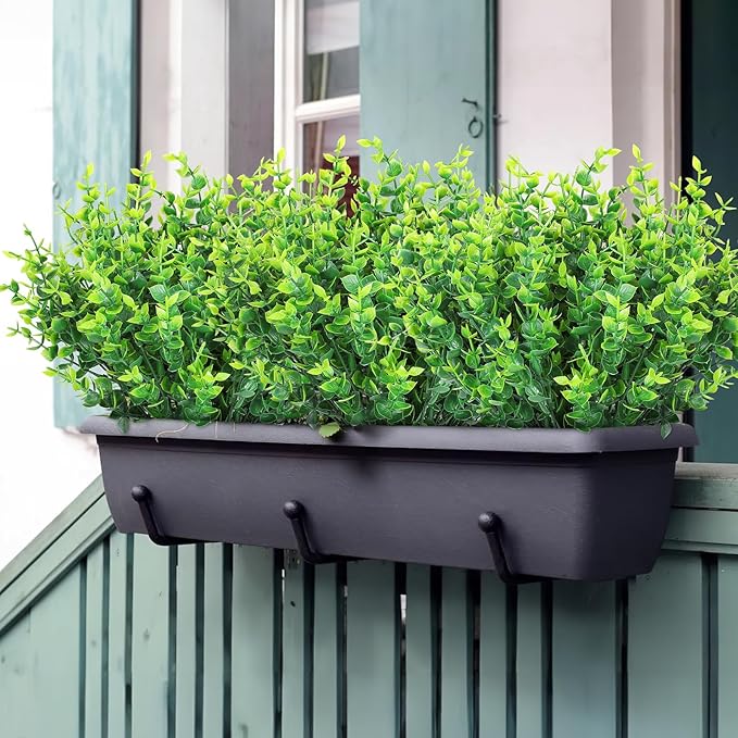 24 Bundles Fake Plants Greenery Stems,Artificial Plants for Outdoor,No Fade Faux Plastic Plants for Hanging Indoor,St Patricks Day Decoration Garden Porch Window Box Home Wedding Farmhouse