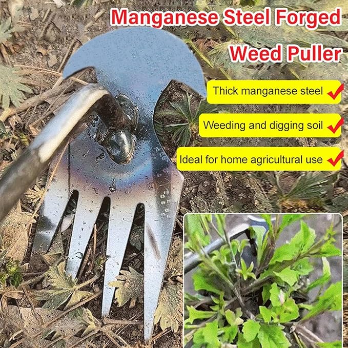 Weeding Artifact Uprooting Garden Weeding Tool, Upgraded Weed Removal Tool, Stainless Steel/Manganese Steel Weed Puller Manual Weeders for Home Gardening Yard Farmland (11 Teeth-Weed Tool)