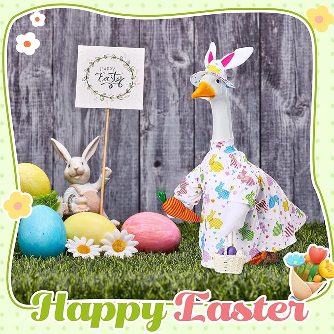 Easter Goose Outfit Goose Clothes for 23" High Cement or Plastic Goose Lawn Goose Clothing, Porch Goose Clothes, Lawn Goose Outfit, Garden Goose Costume