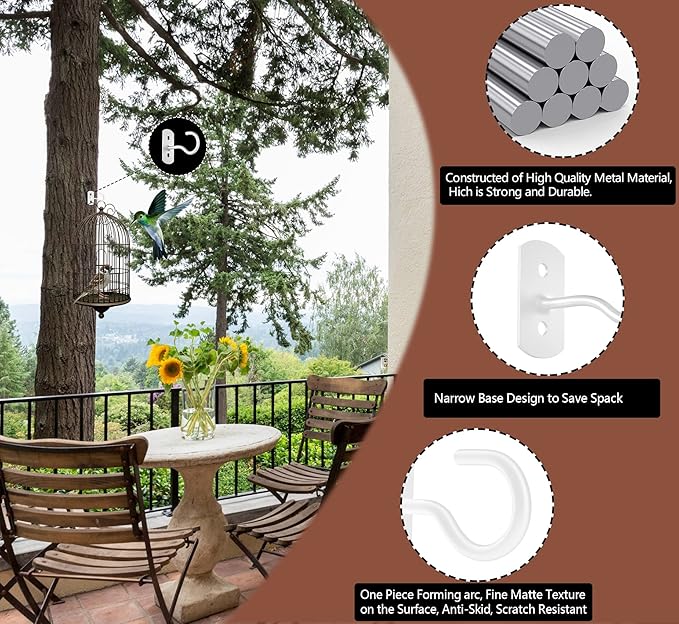 Ceiling Hooks for Hanging Plants 2.5in 2Pack Metal Plant Bracket Iron Wall Mount Lanterns Hangers for Hanging Bird Feeders, Lanterns, Wind Chimes, Planters, Outdoor Decoration Hooks