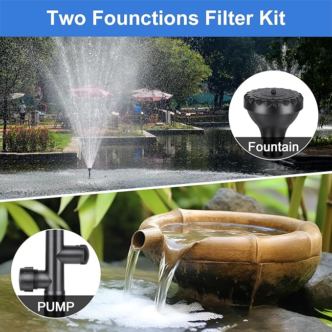 Pond Filter with Pump Kits, 800GPH Pond Filter with 60W Pond Pump & Fountain Kit, Pond Filter Suitable for Outdoor Ponds Clean, Garden, Fountain(Corded Electric)