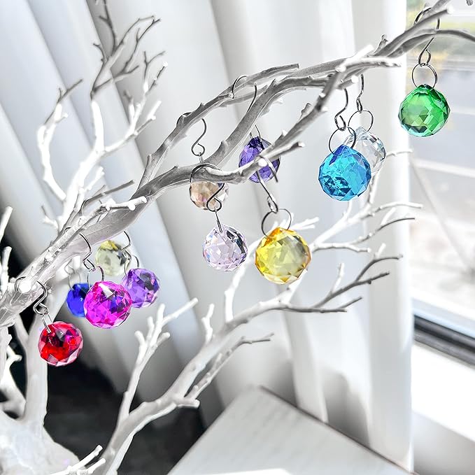 H&D 20mm Multi-Color Crystal Ball Prism Feng Shui Faceted Decorating,Pack of 12