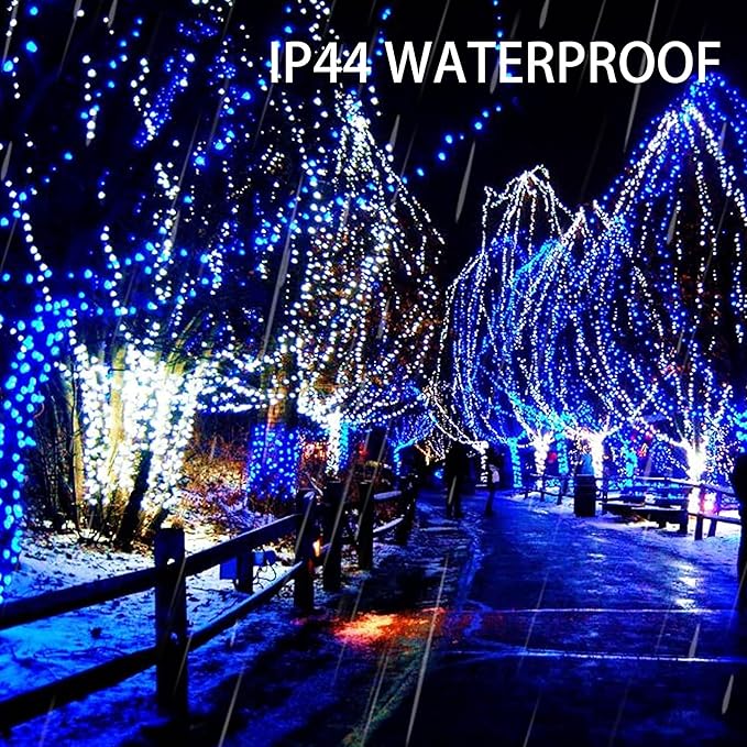 Dazzle Bright 132FT 400 LED Christmas Lights, Christmas String Lights Plug in with 8 Modes, Waterproof Christmas Decorations for Xmas Indoor Outdoor Party Home Tree Decor, Blue