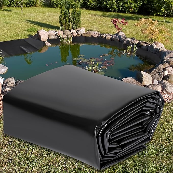 Pond Liners 20 x 30 Feet, Easy Cutting LDPE Pond Liner 20 Mil, High Preformed Koi Pond Liner for Ponds, Streams, Fountains and Garden Waterfall