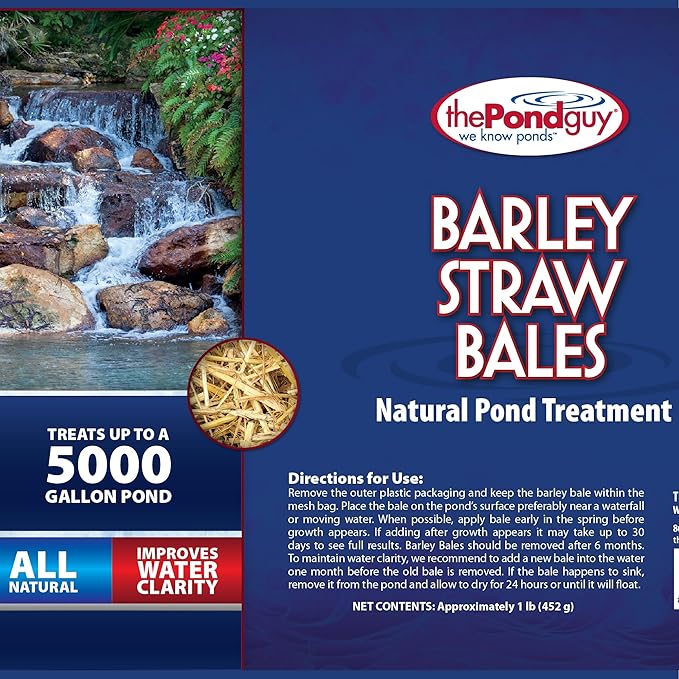 The Pond Guy Straw Barley Bale for Water Gardens, Fountains & Small Koi Ponds, Natural Clarifier, Simple & Easy to Use Pond Maintenance, 1-Pound Bale