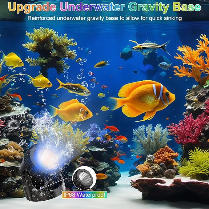 RGB Underwater Pond Lights, 20 Colors Dimmable Fountain Lights with Timer, IP68 Waterproof Underwater Submersible Led Lights with Remote Control for Outdoor Ponds Aquarium Garden Pool (Set of 4)