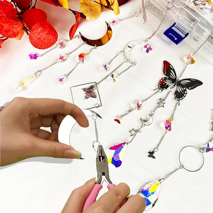 Orgrimmar Suncatchers, 300pcs Art and Crafts Making Supplies Kit for Adults Hanging Prism Sun Catcher with Crystals Rainbow Maker for Indoor Window Garden Decor