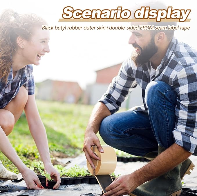 2 Pcs Pond Liner Seam Tape 3" x 25' Self Adhesive Double Sided Butyl Pond Seam Tape Liner Repair Tape Butyl Adhesive Sealer for EPDM Pond Liner Patch Cover Pond Garden