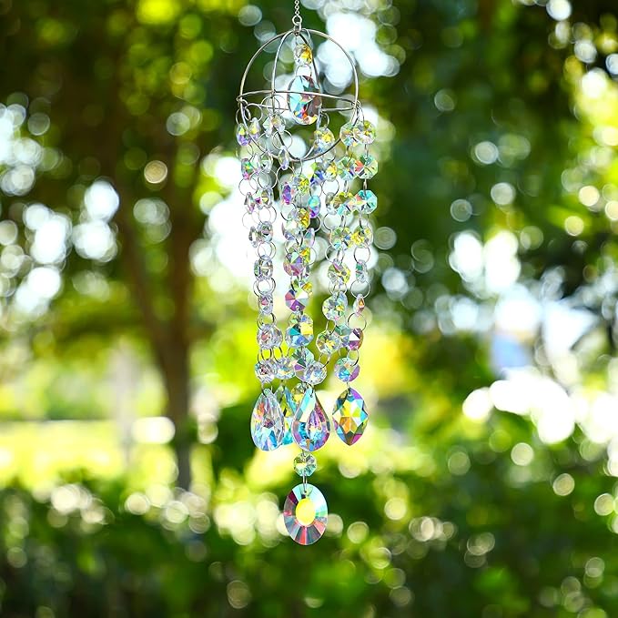 Sun Catchers with Crystals Rainbow Maker Hanging Crystals Prisms Suncatcher for Window - Crystal Chandelier Wind Chimes Sun Catchers Indoor Window Decorations