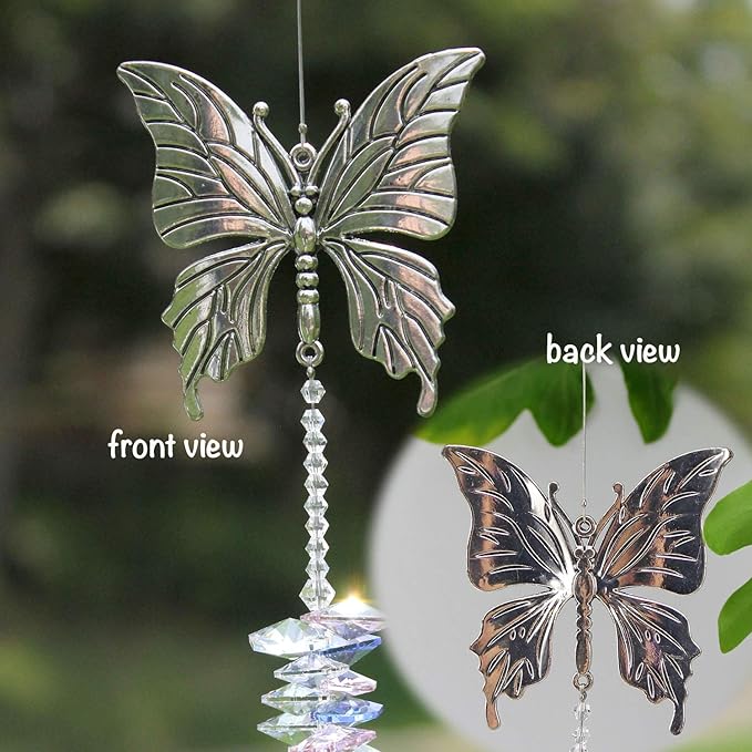 Crystal Garden Suncatcher Hanging Crystals Ornament for Window Rainbow Maker Prisms Home Decor Gift Boxed Sun Catcher Gift Idea for Mom Friends Grandma,Butterfly