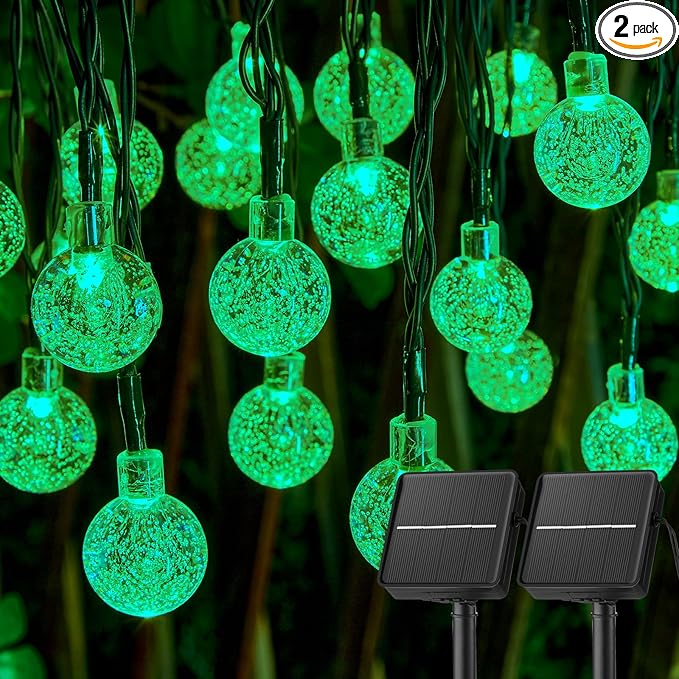 Solar String Lights Outdoor 120 LED 72 Ft Total, Crystal Globe Lights with 8 Lighting Modes, Waterproof Solar Powered Patio Lights for Garden Yard Porch Wedding Party Decor (Green)
