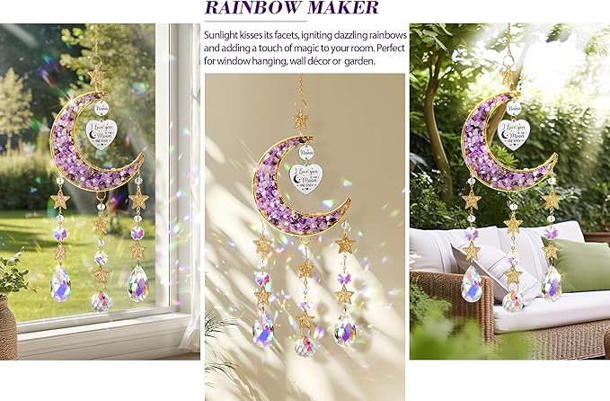 Best Grandma Nana Gifts, for Grandma from Granddaughter Grandchildren Grandkids, Unique Grandma Birthday Gifts for Nana Gigi Grandmother New Grandma Gifts Moon Crystal Suncatcher