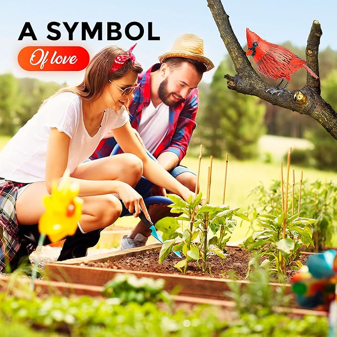 Shefio Cardinal Garden Decor - Metal Cardinal Yard Decor - Large Red Bird, Unique Yard Art - Outdoor Statues - Garden Sculptures & Statues