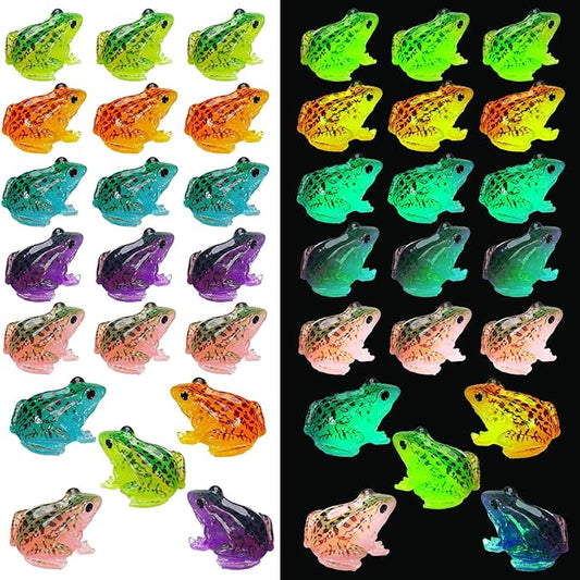 Barydat 40 Pcs Miniature Frog Figurines Luminous Mini Resin Frog Figures Model Garden Decor DIY Terrarium Craft Ornament Accessories for Moss Landscape Decoration (1.38 x 1.18 Inch)