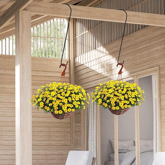 6 Packs 24 Inch Long S Hooks for Hanging Plants,Extra Large S Hooks,Metal Bird Feeder Hooks, Rustproof Garden Planter Hanger for Tree Branch, Basket, Lanterns, Wind Chimes, Outdoor Use