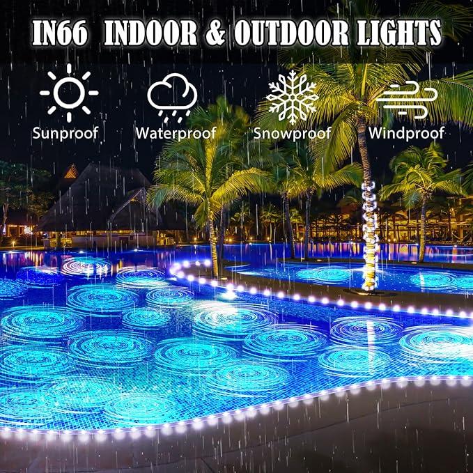 50Ft 600 LED Rope Lights Outdoor, White Flexible Tube Light Waterproof Plug in 8 Modes Timer Memory, Permanent String Lights for Tree,Pool, Bedroom, Fence, Garden, Indoor, Outside Decorations