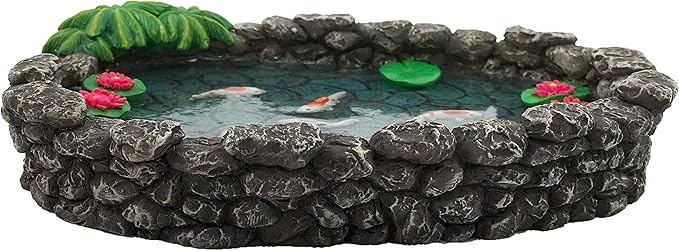 GlitZGlam KOI Miniature Pond for a Fairy Garden. A Miniature Pond for a Miniature Fairy Garden and Enchanted Garden Accessories
