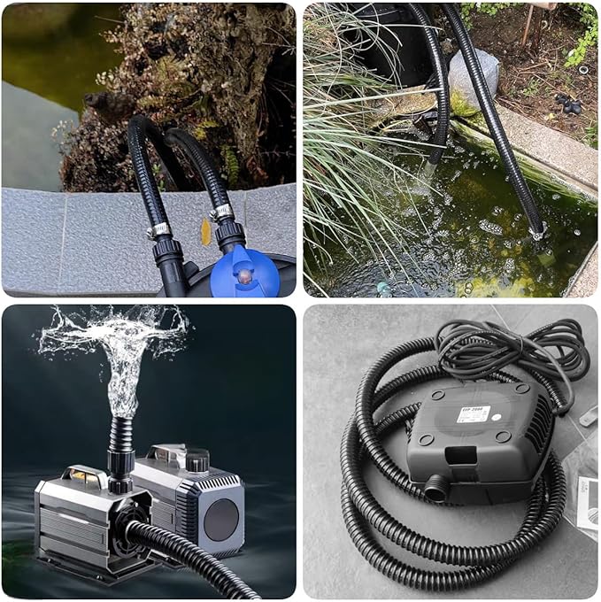 Pond Tubing 1 1/4 Inch Id Flexible Plastic Corrugated Water Sump Pump Drain Hose10Ft,Black