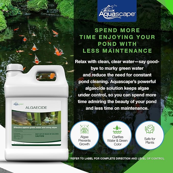 Aquascape Algaecide for Ponds, Waterfalls, and Fountains – Fast-Acting Algae Control, 32 oz / 946 ml, 96024
